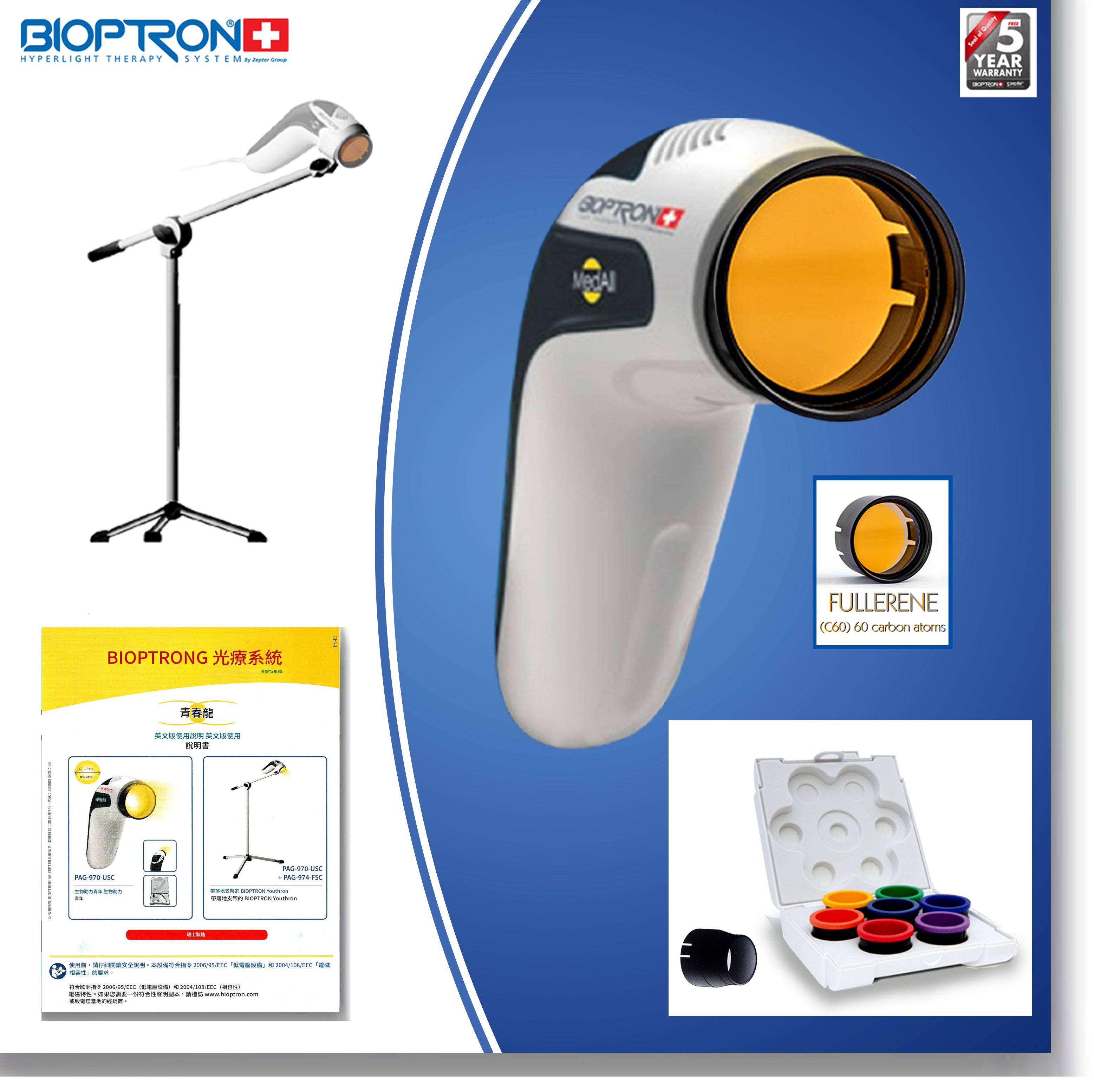 JOE YouTHron®/ MedAll®-Bioptron by Zepter – COMPLETE Set "PLUS" featuring the FULLERENE FILTER