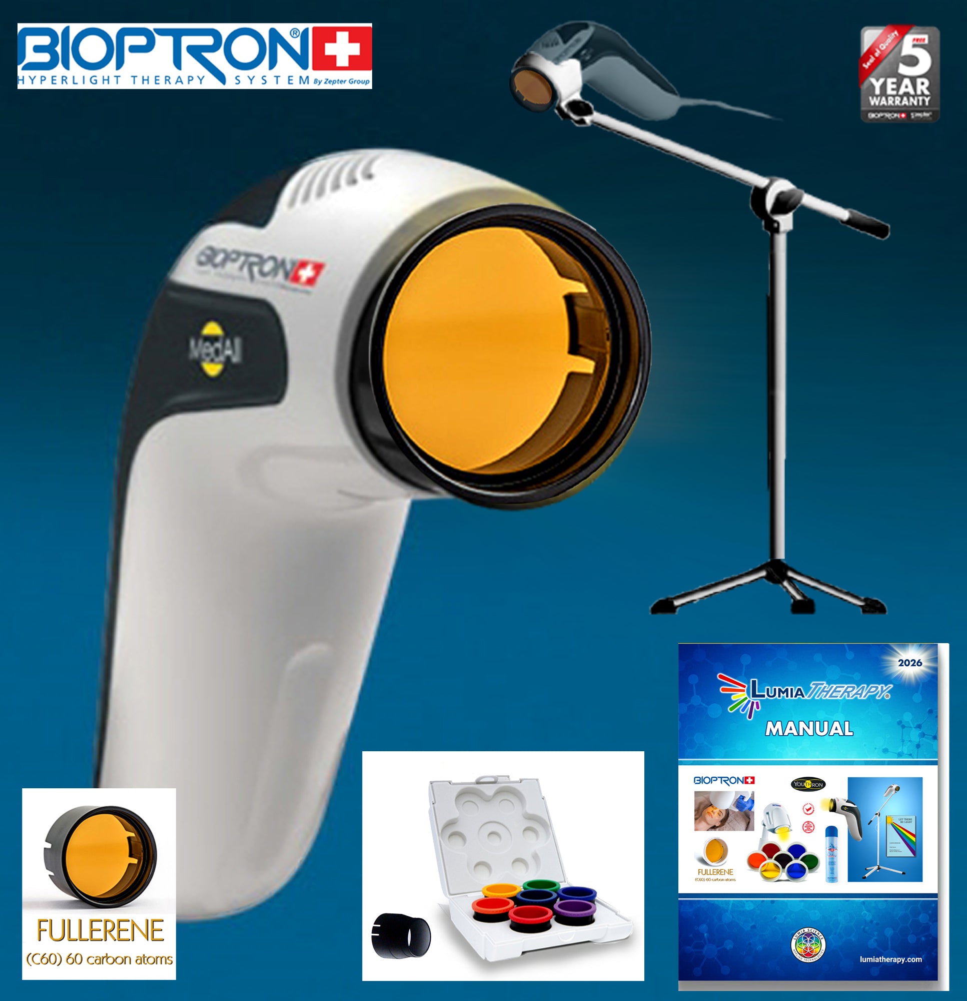 HSU Special YouTHron® / MedAll®-Bioptron / w/ Floor Stand &amp; Color Therapy Set