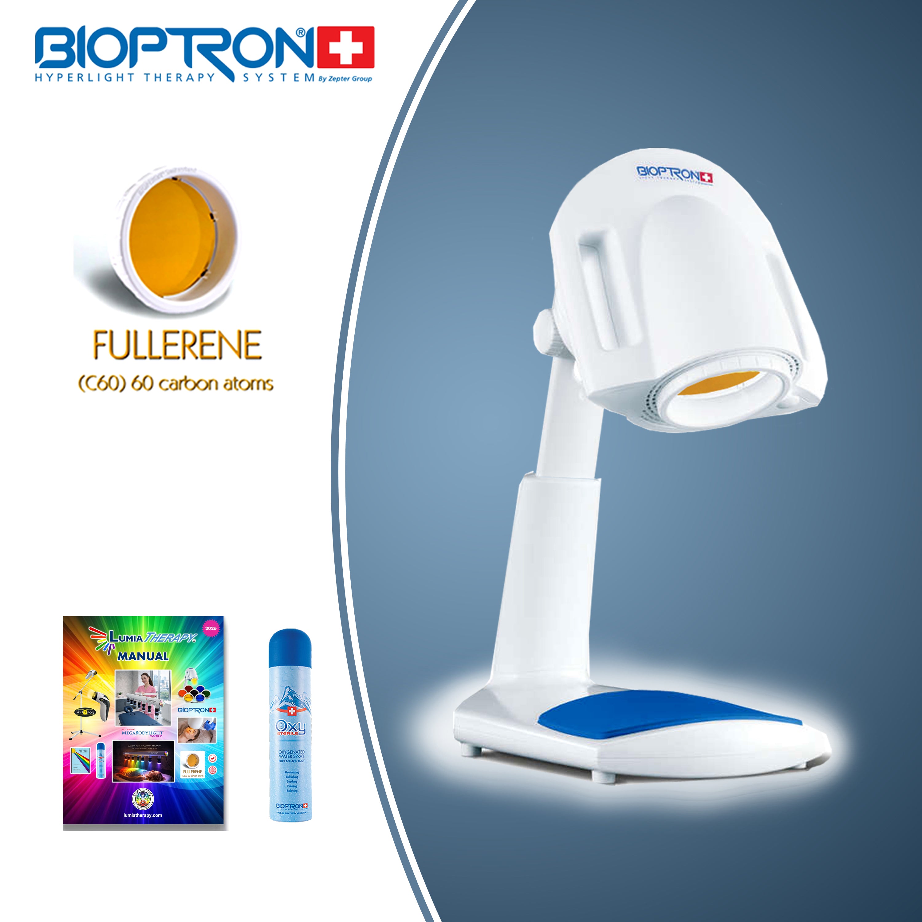 PRO 1® - Bioptron by Zepter featuring Fullerene filter w/Table Stand &amp; Lumia Therapy 2026 Manual