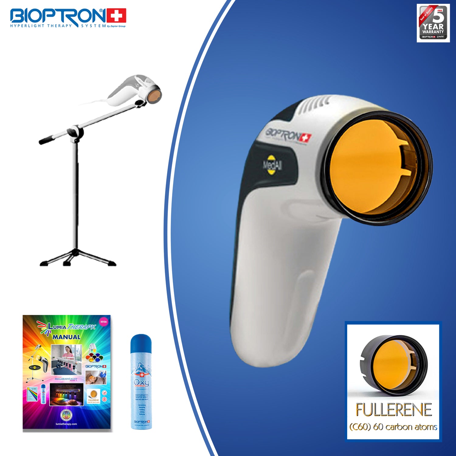 YouTHron® / MedAll®-Bioptron /Fullerene/ w/ Floor Stand &amp; Lumia Therapy Manual